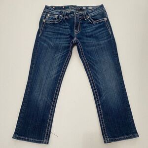 Miss Me - 29 - WOMEN’S Blue Signature‎ Cuffed Jeans Capri